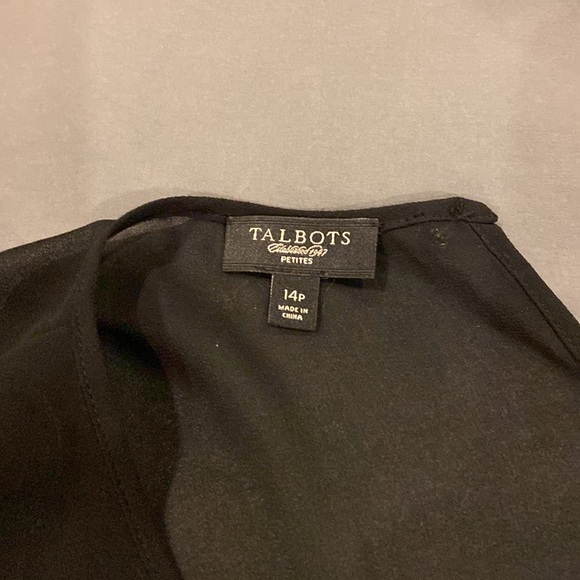 POCKETS! Classic & Chic Talbots 3/4 Sleeve LBD + Satin Lining & Sheer Bodice 14P - Picture 2 of 5